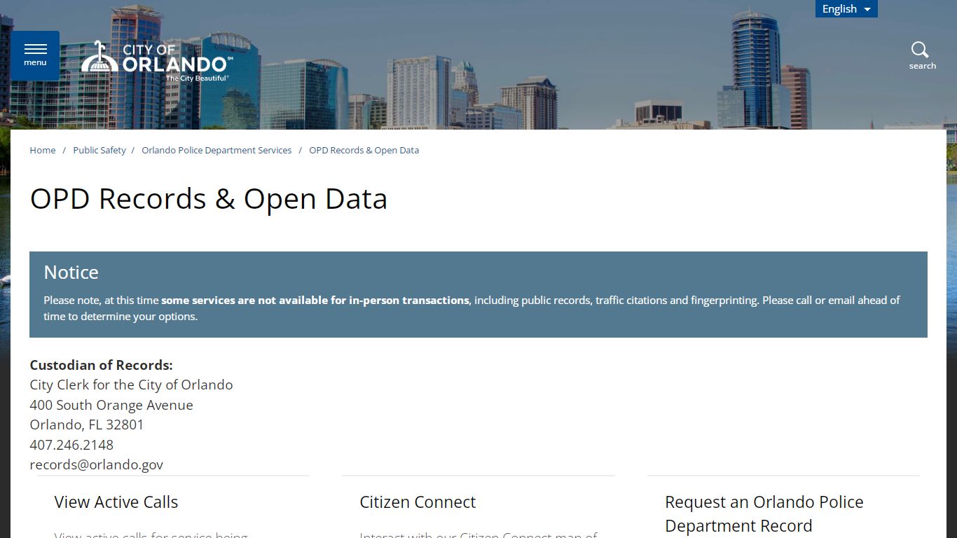 OPD Records & Open Data - City of Orlando - Orlando, Florida