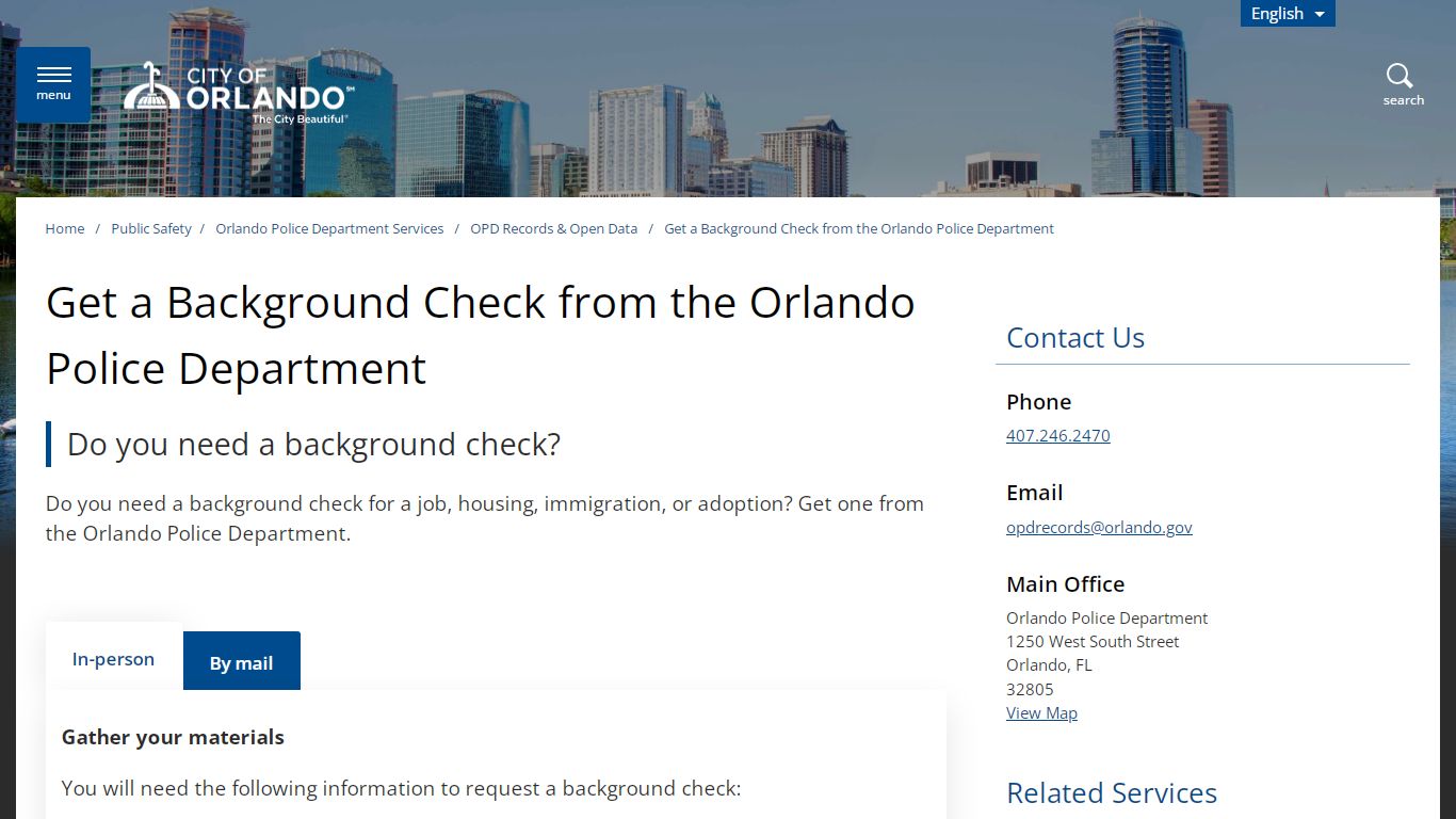 Get a Background Check from the Orlando Police Department