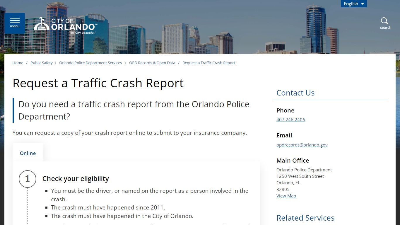 Request a Traffic Crash Report - City of Orlando - Orlando, Florida